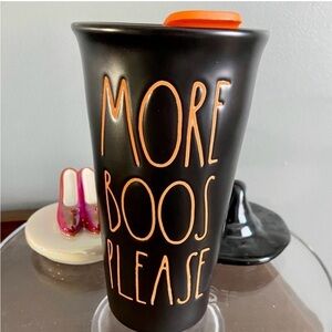 RAE DUNN | More Boos Please Black Orange Halloween Ceramic Travel Coffee Mug NWT
